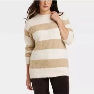 Universal Thread Women's Striped Tan and Cream Sweater. Women’s small